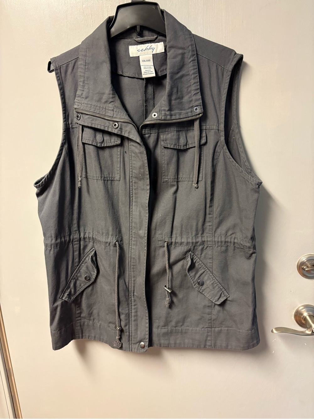 Sebby Casual Sleeveless Utility Vest - Charcoal - size XXL